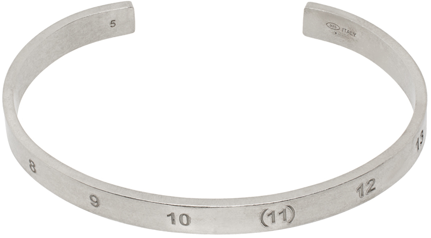 Shop Maison Margiela Silver Numerical Cuff Bracelet In 951 Silver