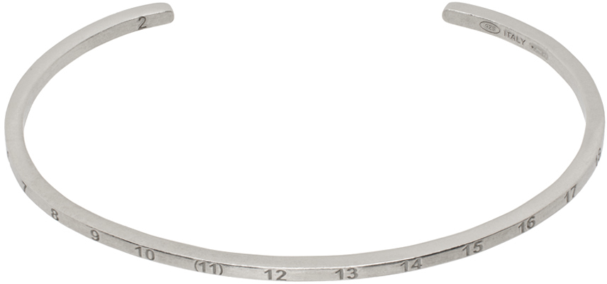 Shop Maison Margiela Silver Numerical Cuff Bracelet In 951 Silver