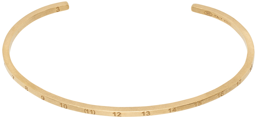 Shop Maison Margiela Gold Numerical Cuff Bracelet In 950 Yellow Gold Plat