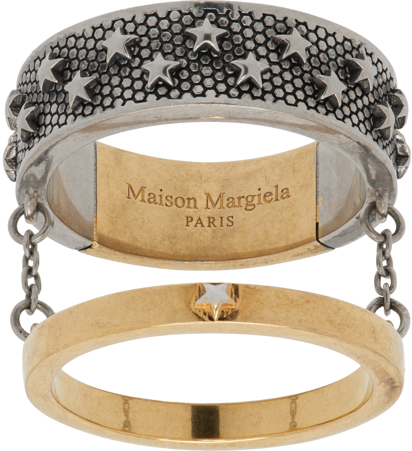 Maison Margiela Silver & Gold Tiered Ring In 965 Yellow Gold Plat