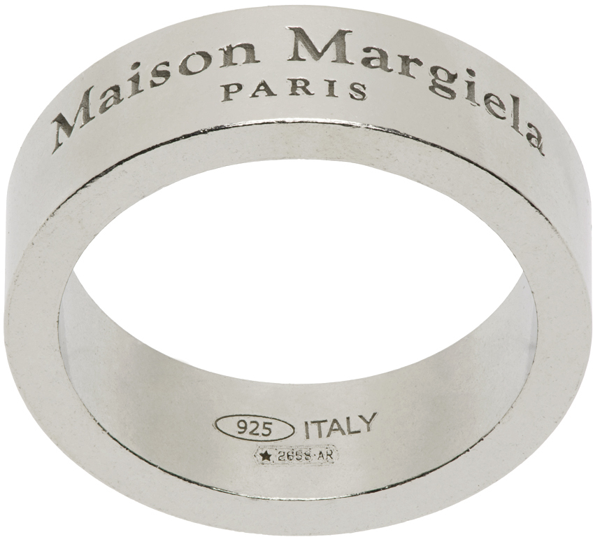 Maison Margiela: シルバー ロゴ リング | SSENSE 日本