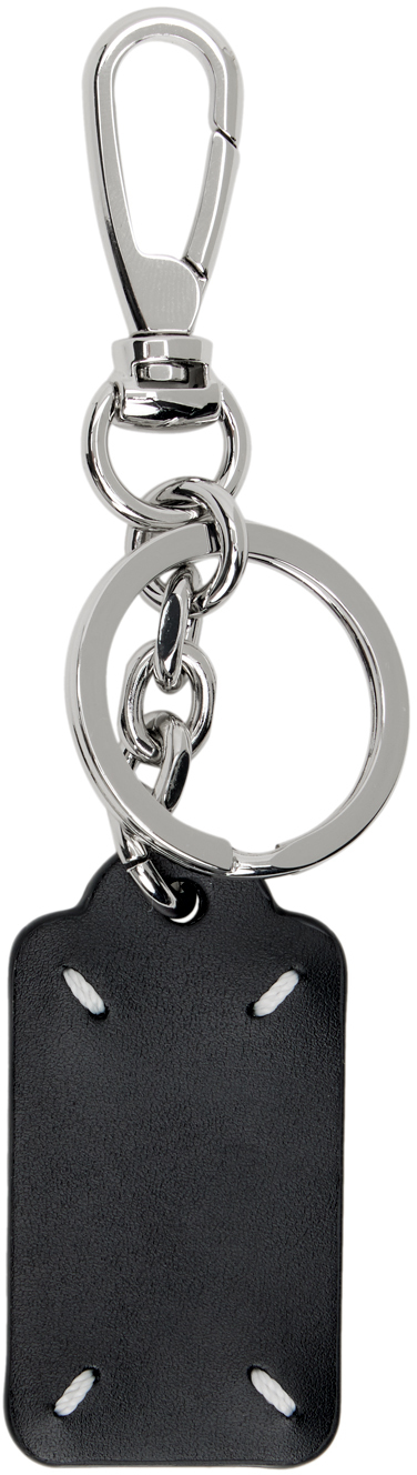 小物 FOUR STITCHES DOUBLE TAG KEYRING SMALL Maison Margiela Black & White Four Stitches Keychain | Smart Closet