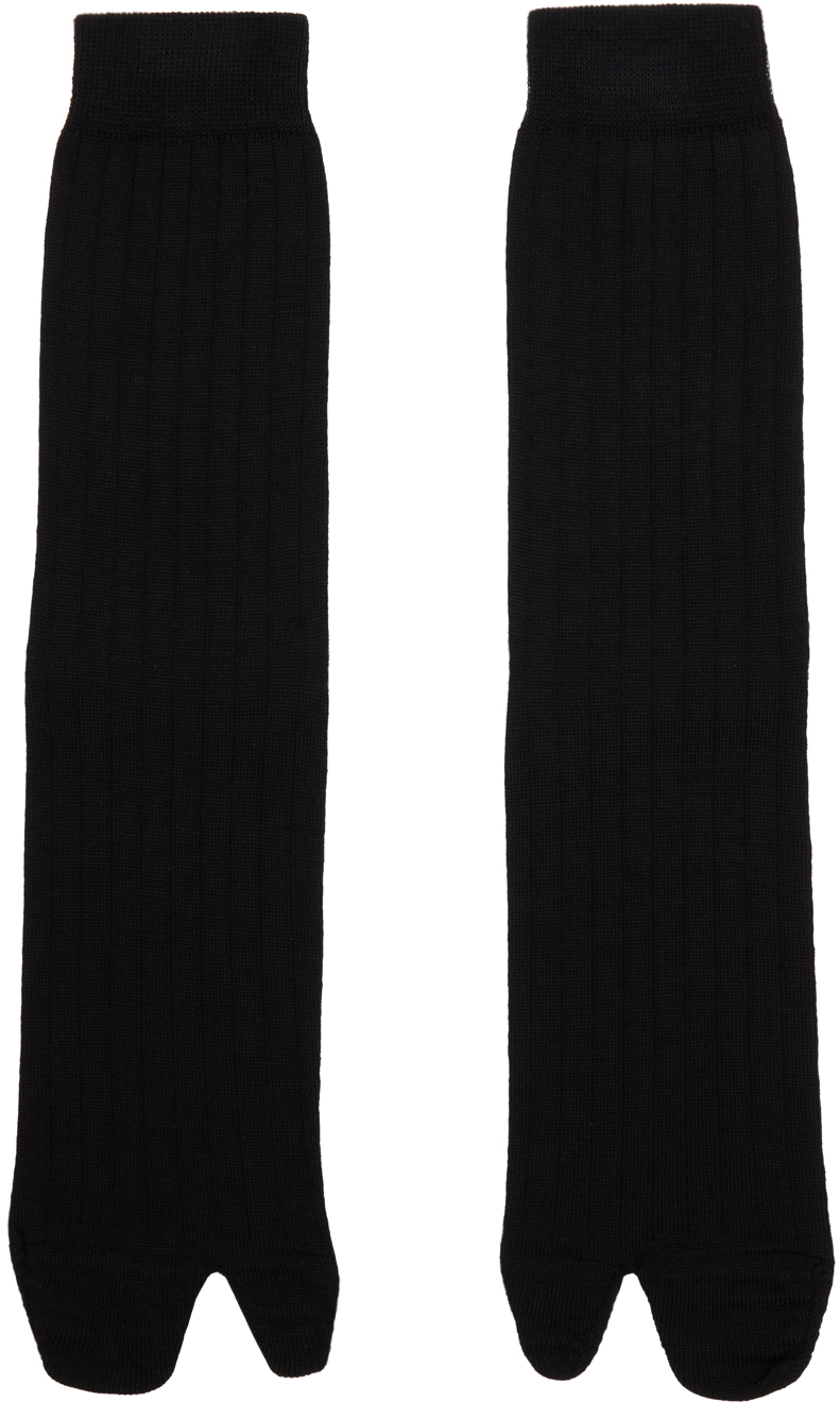 Shop Maison Margiela Black Bootleg Socks In 900 Black
