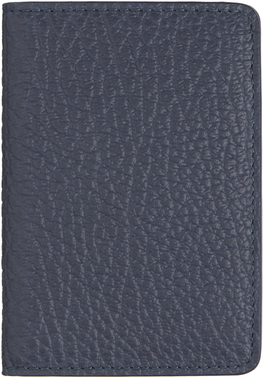Maison Margiela Navy Four Stitches Card Holder In T6313 Pewter