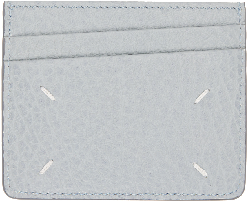Maison Margiela Gray Four Stitches Card Holder In Blue