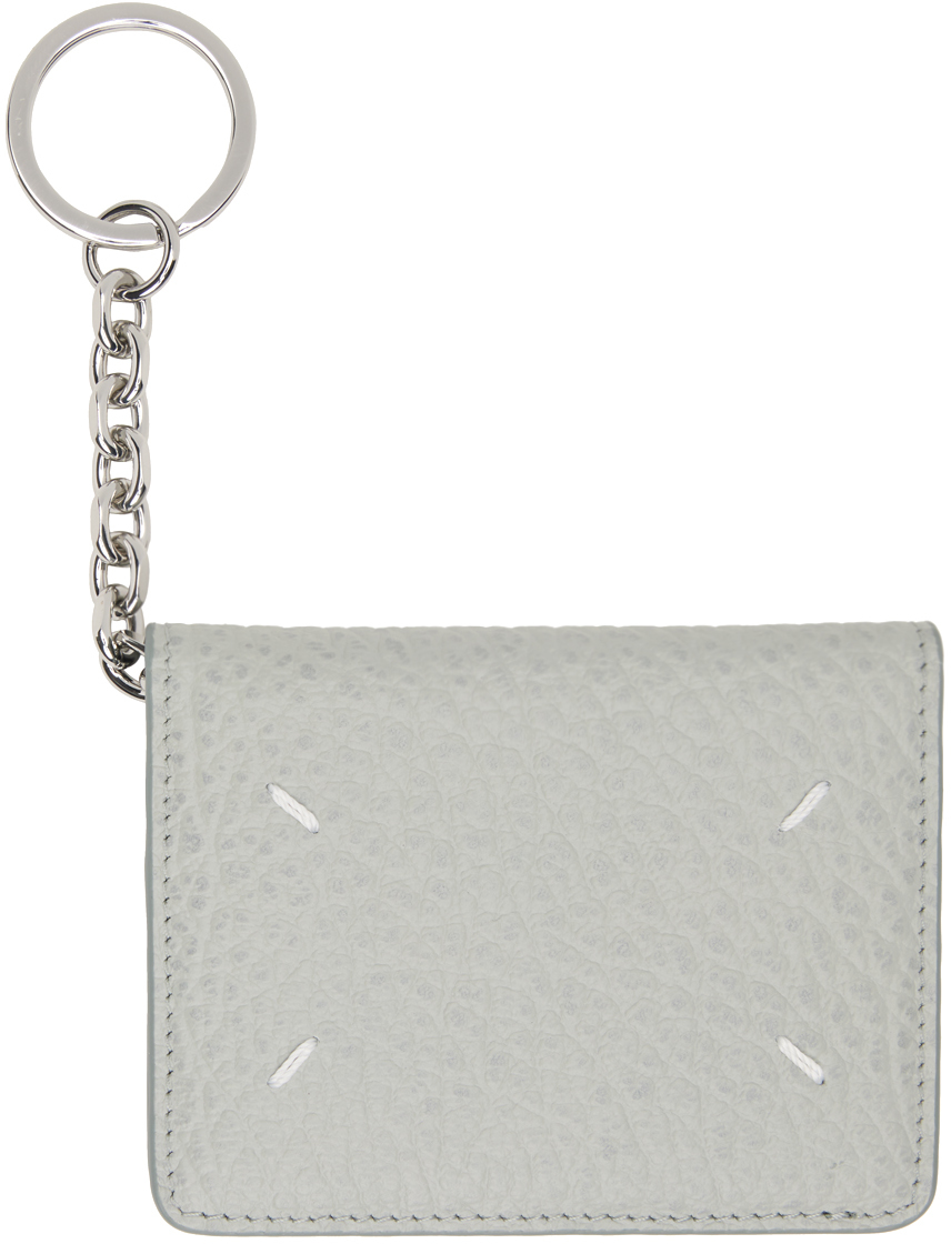 Gray Four Stitches Keyring Card Holder by Maison Margiela on Sale