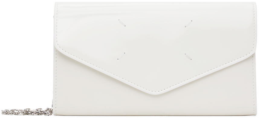 Maison Margiela White Four Stitches Chain Wallet In T1003 White