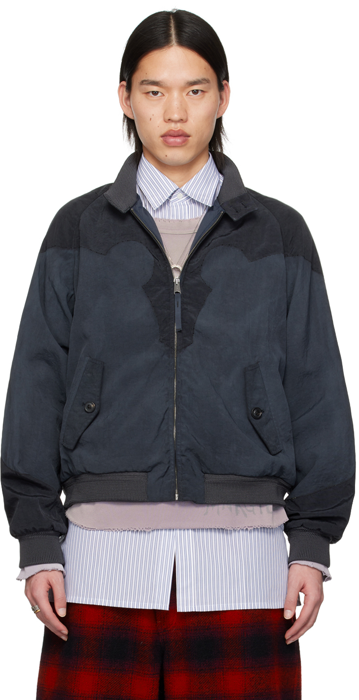 Navy Stand Collar Bomber Jacket