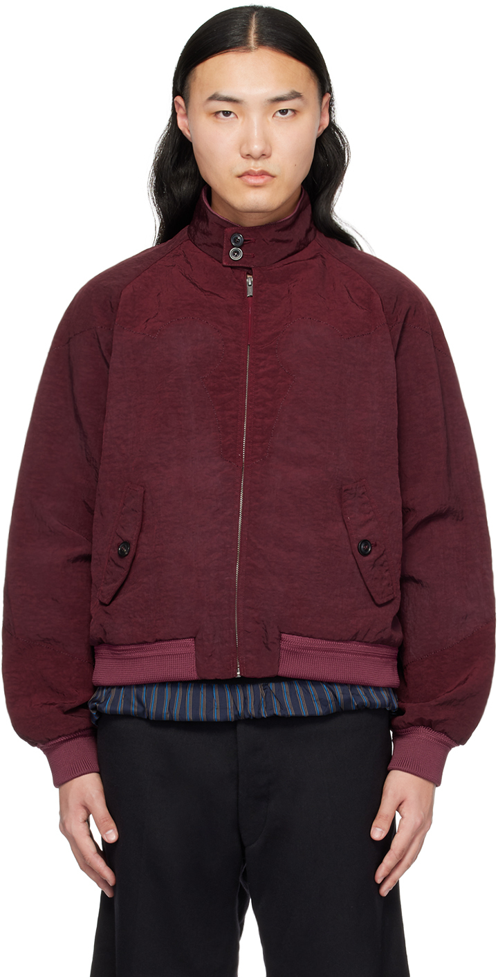 Maison Margiela: Burgundy Yoke Bomber Jacket | SSENSE