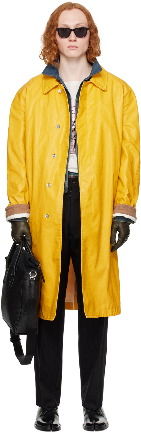 Shop Maison Margiela Yellow Smudge Trench Coat In 174 Yellow