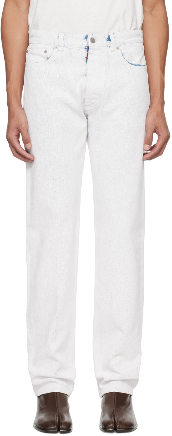 Shop Maison Margiela White 5-pocket Jeans In 967 White Paint