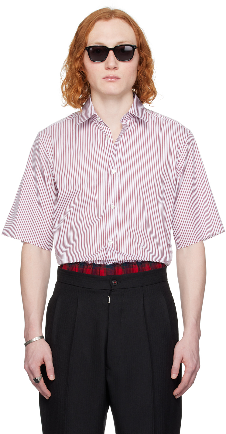 White & Burgundy Vented Shirt