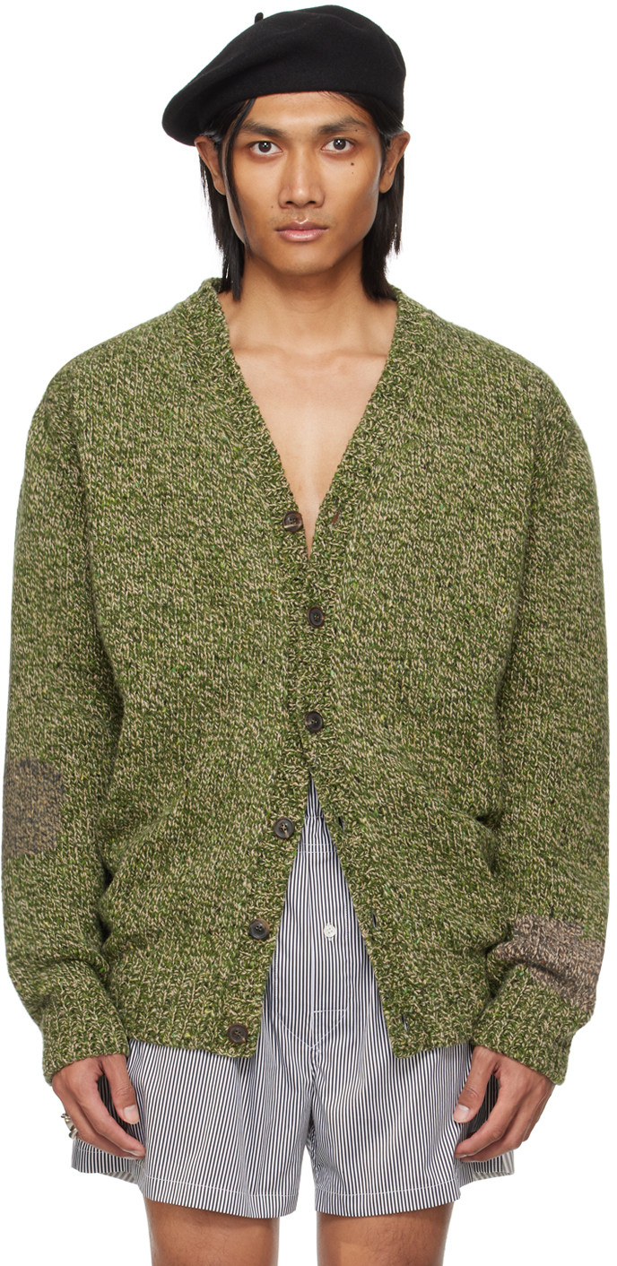 Maison Margiela Green Mended Cardigan In 687f Green