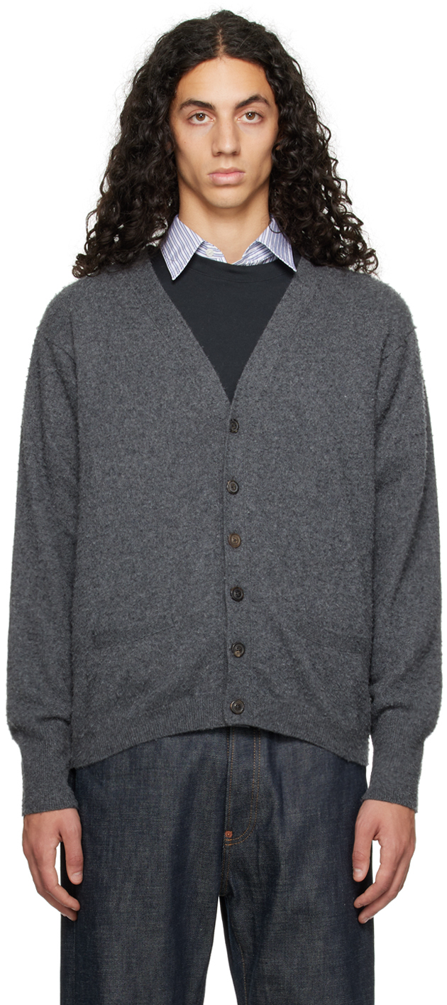 Maison Margiela Gray Y-neck Cardigan In 859m Derby Grey