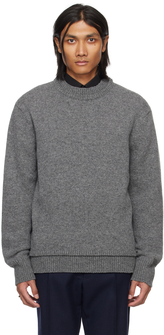 Maison Margiela Gray Patch Sweater In 860f Medium Grey