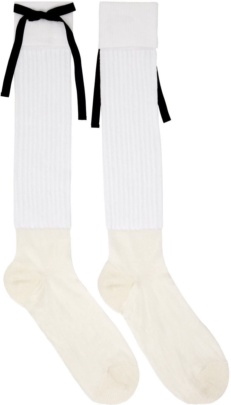 Maison Margiela White Couture Bow Socks In 100f White