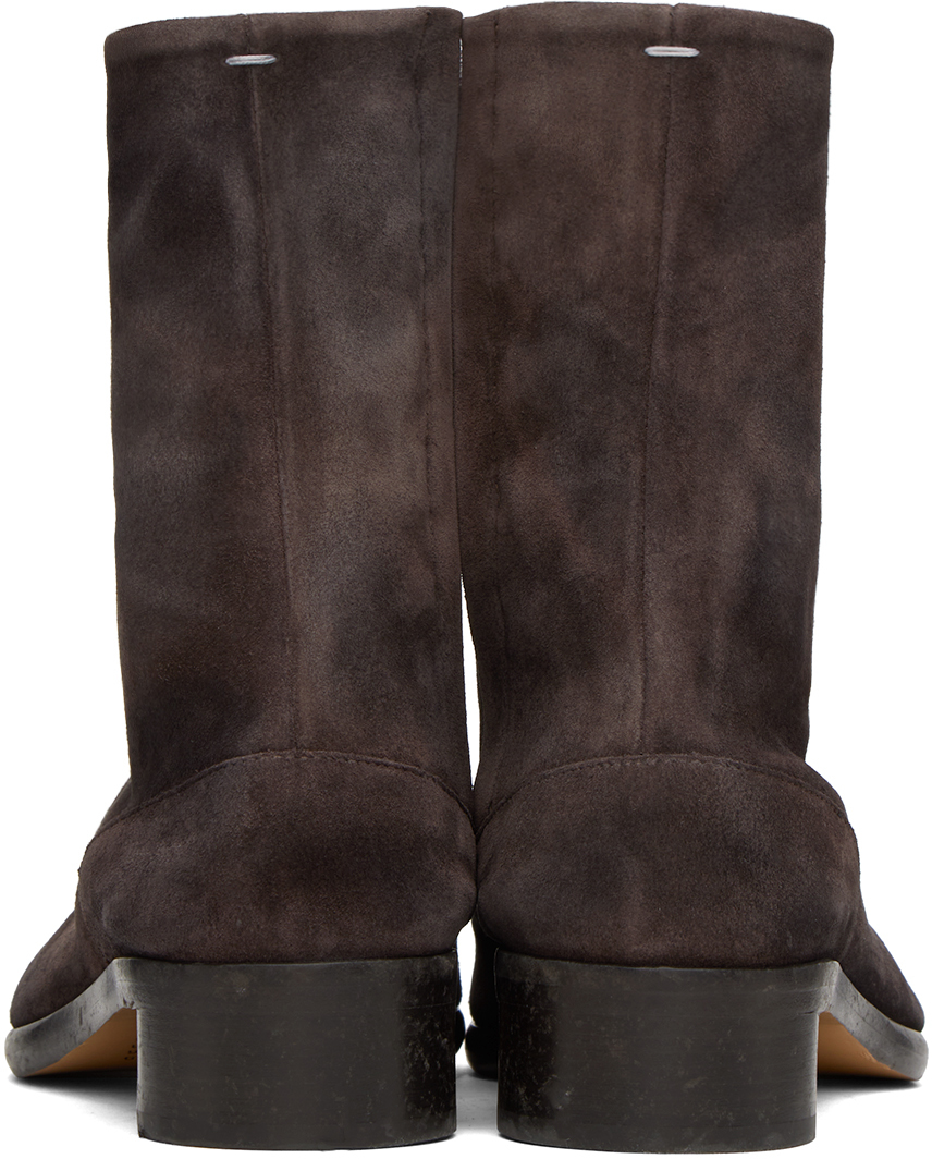 Maison Margiela Man Ankle Boots Dark Brown Size 9 Leather In T2154 Dark Brown