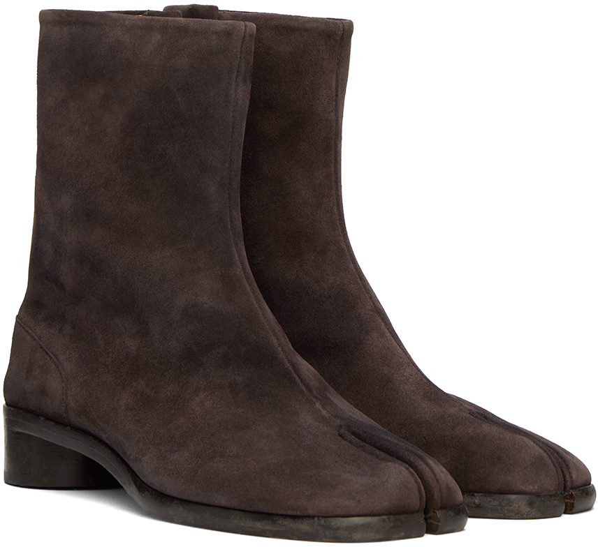 Maison Margiela Man Ankle Boots Dark Brown Size 9 Leather In T2154 Dark Brown