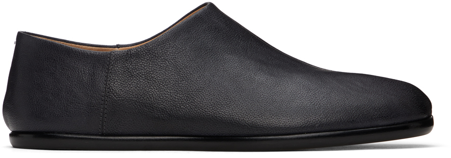 Maison Margiela 10mm Tabi Slip-on Leather Loafers In Nero