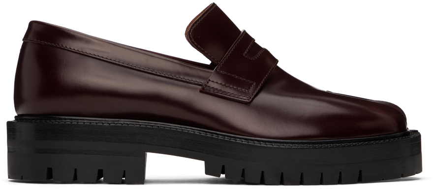 maison margiela burgundy tabi county loafers