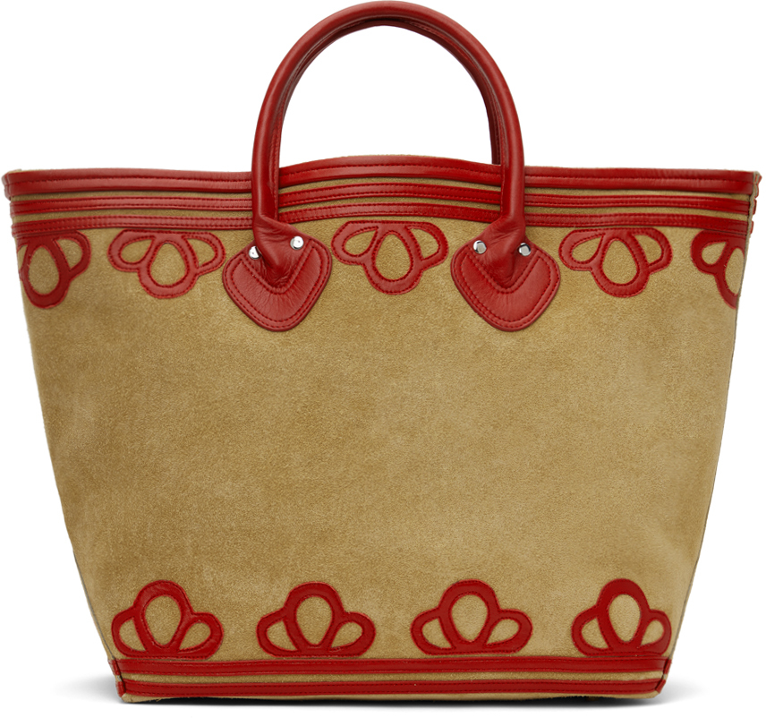 Tan & Red Trefoil Tote