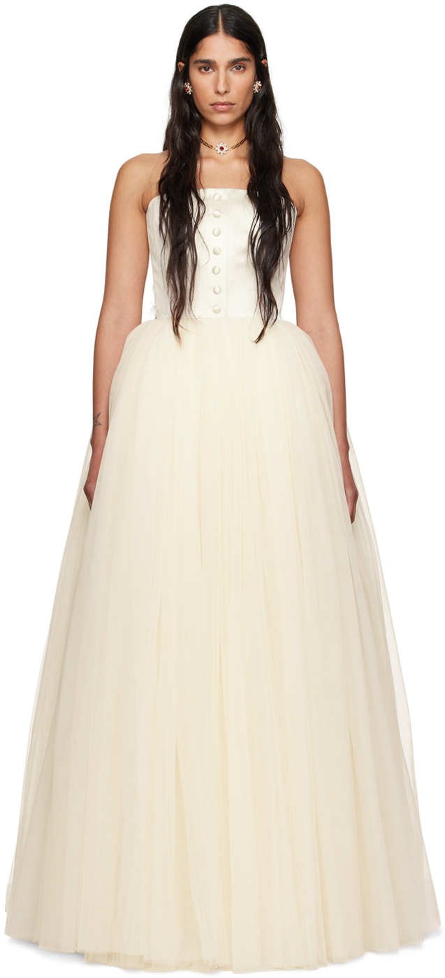 Shop Bode Ssense Exclusive Off-white Harbour Maxi Dress In White White