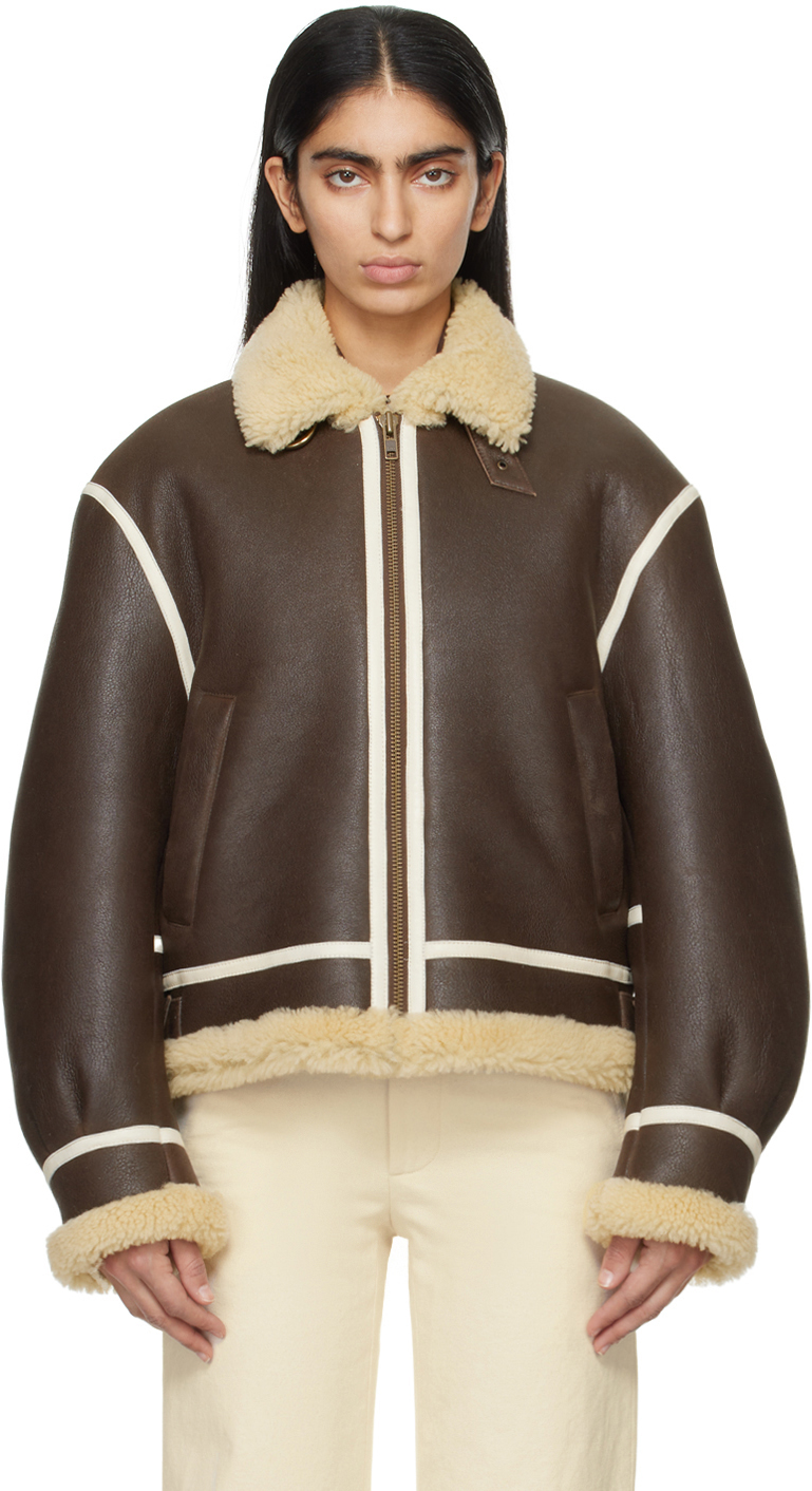 Brown Aviator Shearling Jacket