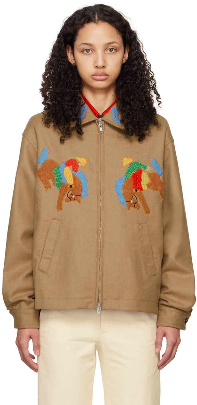 Bode Beige Rodeo Ohio Jacket In Taupe