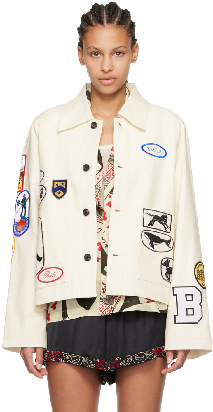 Shop Bode Off-white Cambridge Jacket In Wtmlt White Multi