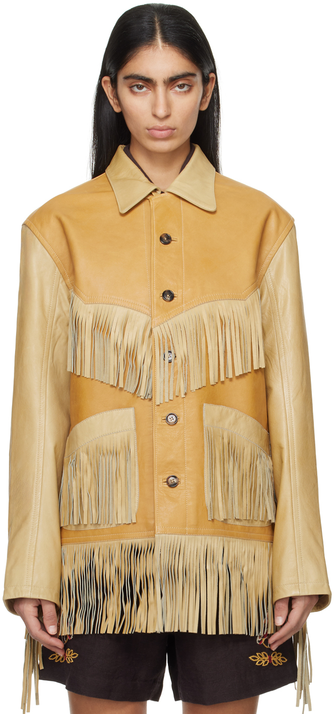 Saint laurent fringe outlet leather jacket