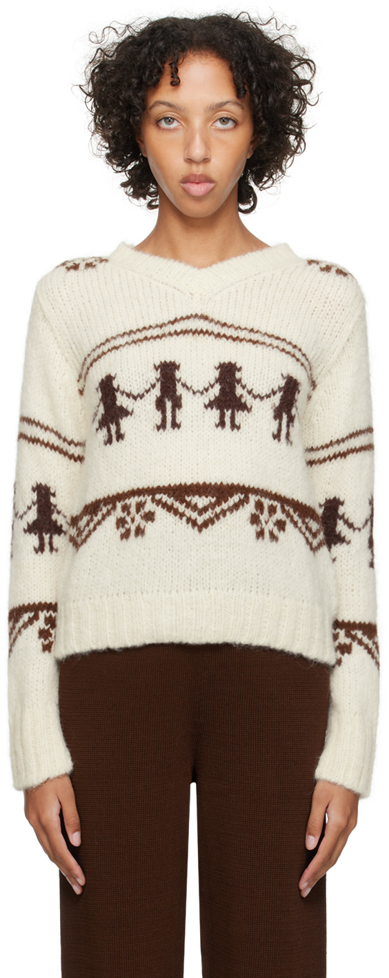 Bode Off-white Talo Sweater In Cream