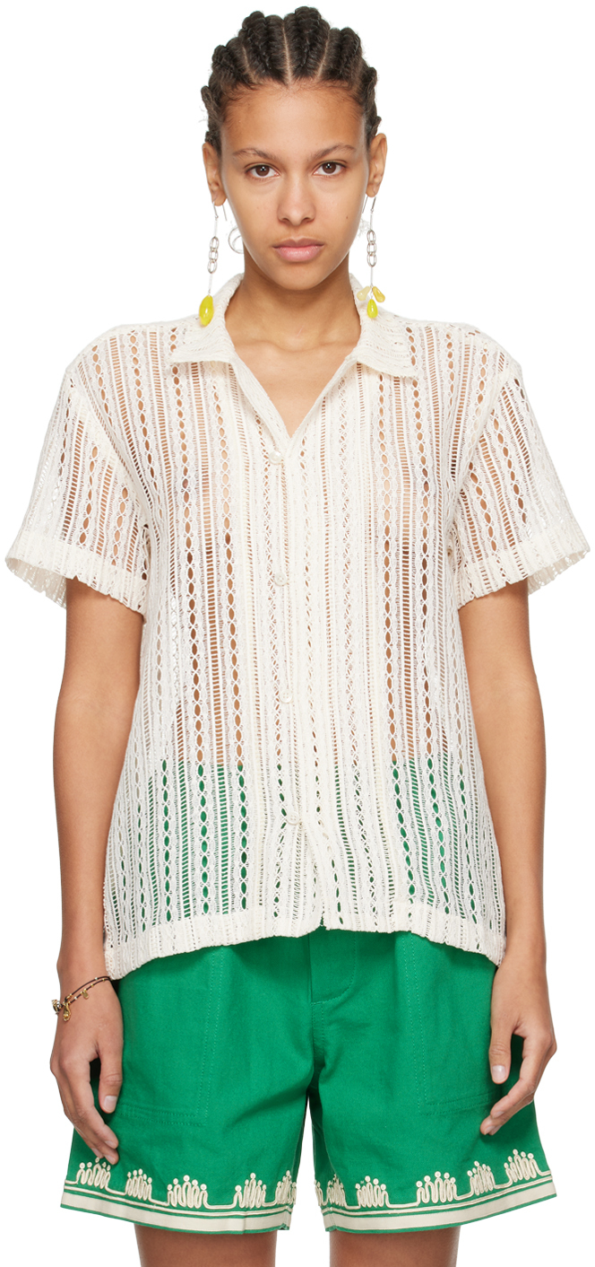 Shop Bode Off-white Meandering Shirt In Natrl Natural