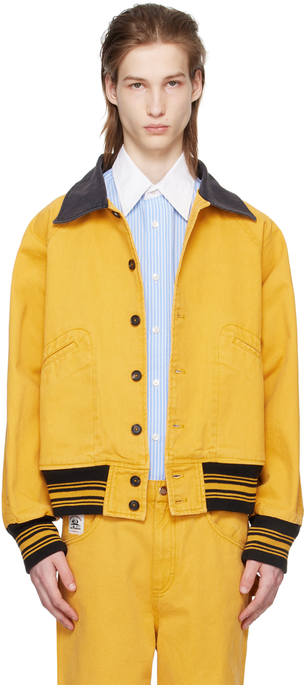 Shop Bode Yellow Banbury Jacket In Ylblk
