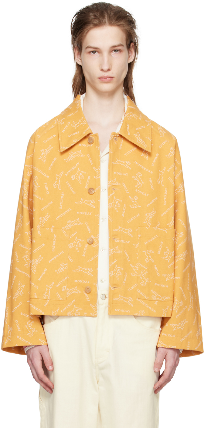 Shop Bode Orange Pooch Jacket In Ylwht