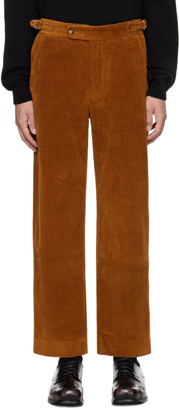 Brown Cinch Tab Trousers