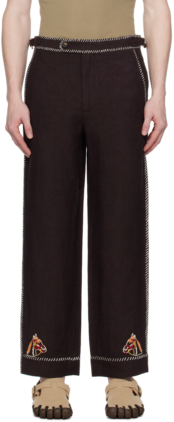 Bode Brown Show Pony Trousers In Brmlt Brown Multi