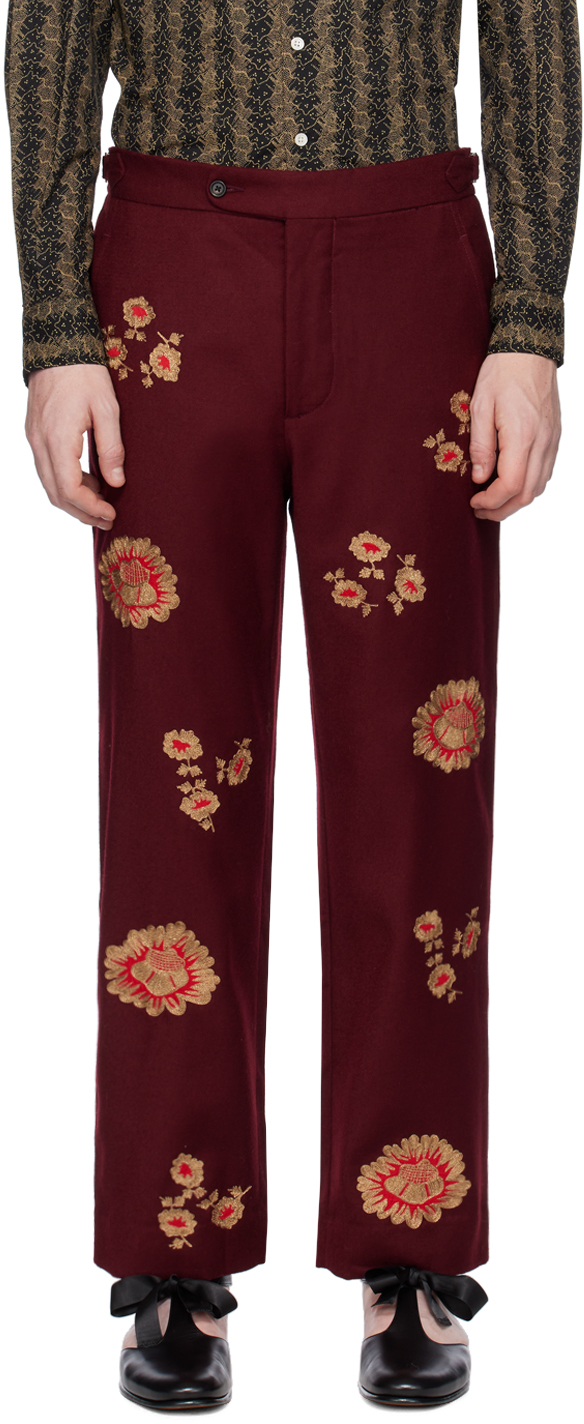 Pantalon Large Femme Bode - Coton Fleuri Perlé - Taille M (28) - Chic Décontracté