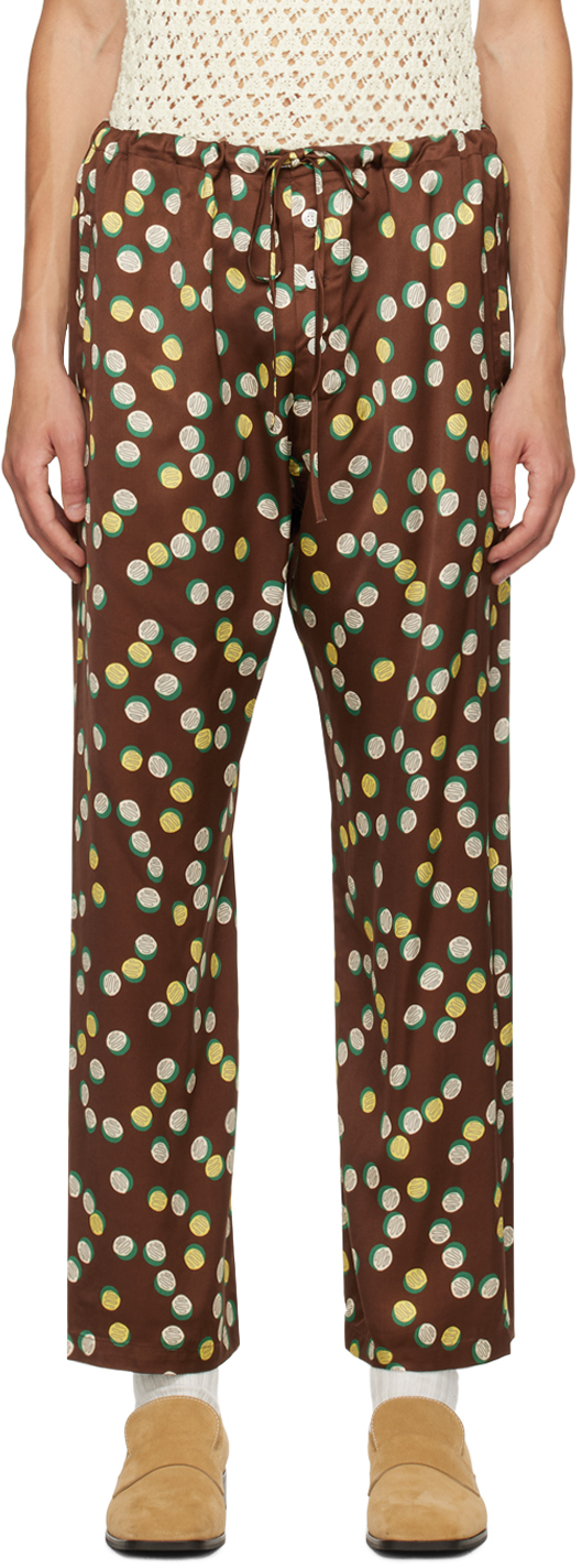 Shop Bode Brown Bubble Dot Trousers In Brmlt