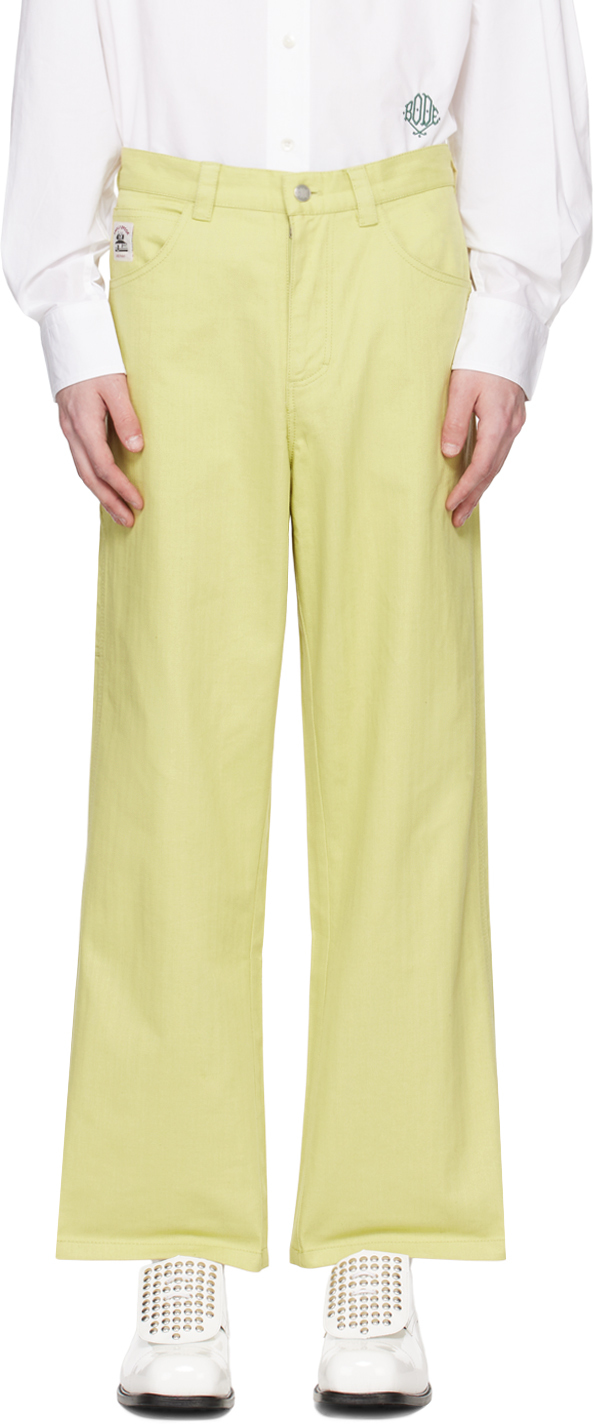 Shop Bode Green Knolly Brook Trousers