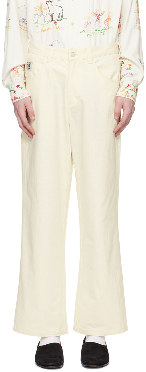 Shop Bode White Knolly Brook Trousers