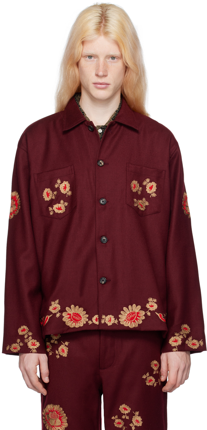 Shop Bode Burgundy Rococo Shirt In Mrmlt Maroon Multi