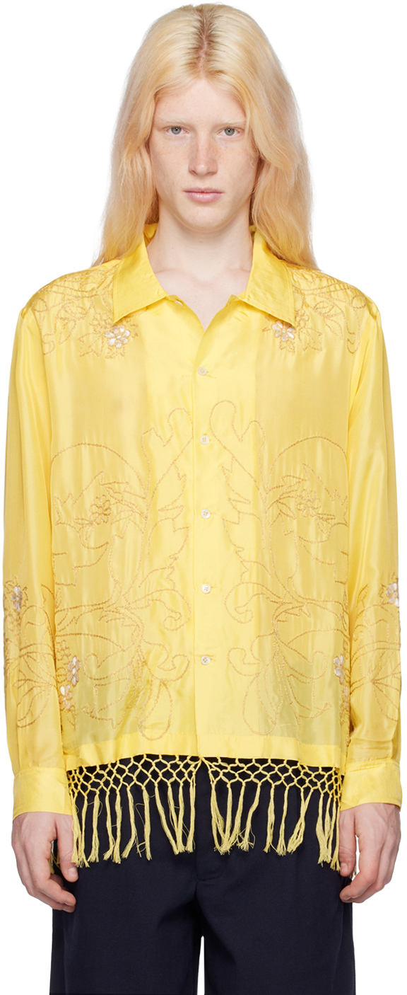 Shop Bode Yellow Paquerette Fringe Shirt In Yellw Yellow