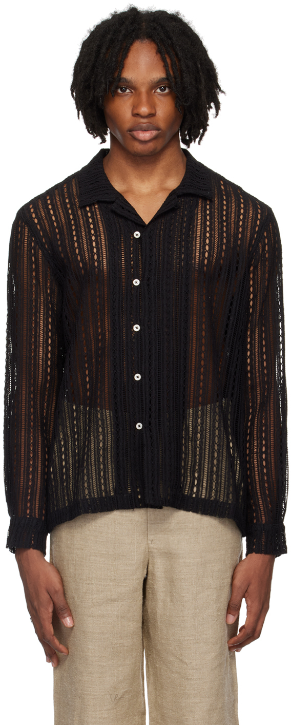 Shop Bode Black Meandering Shirt