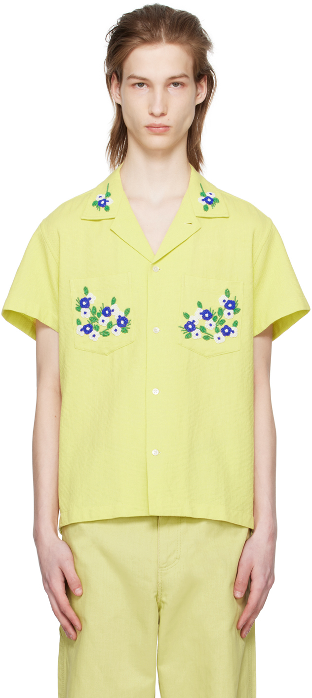 Shop Bode Yellow Beaded Chicory Shirt In Yellw