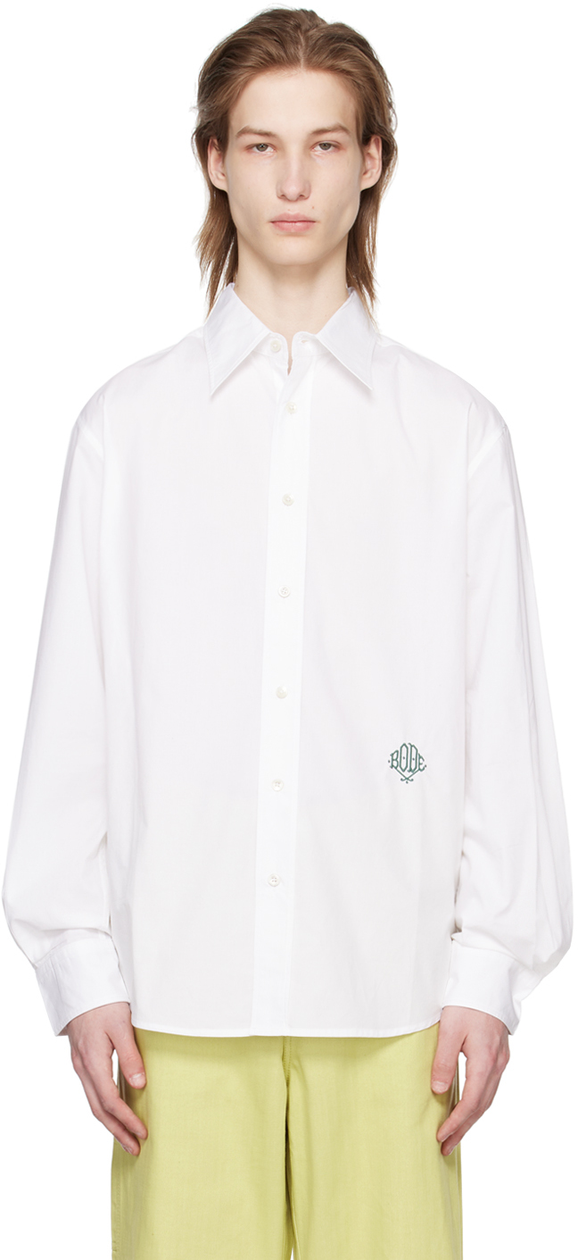 Shop Bode White Monogrammed Shirt