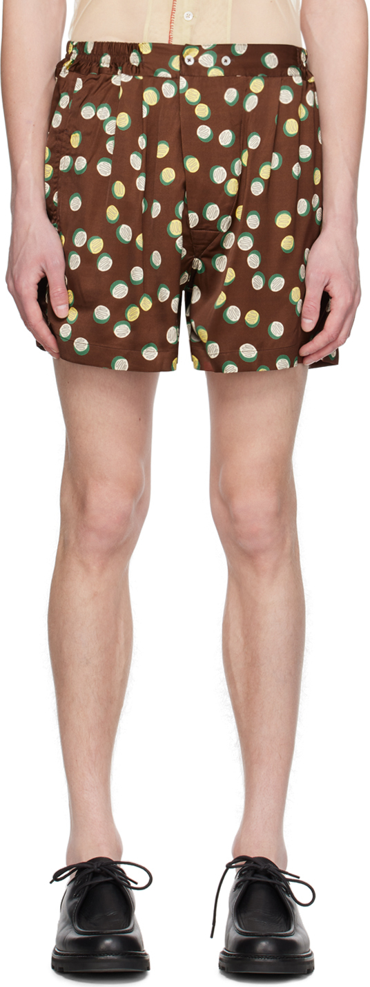 Shop Bode Brown Bubble Dot Shorts In Brmlt