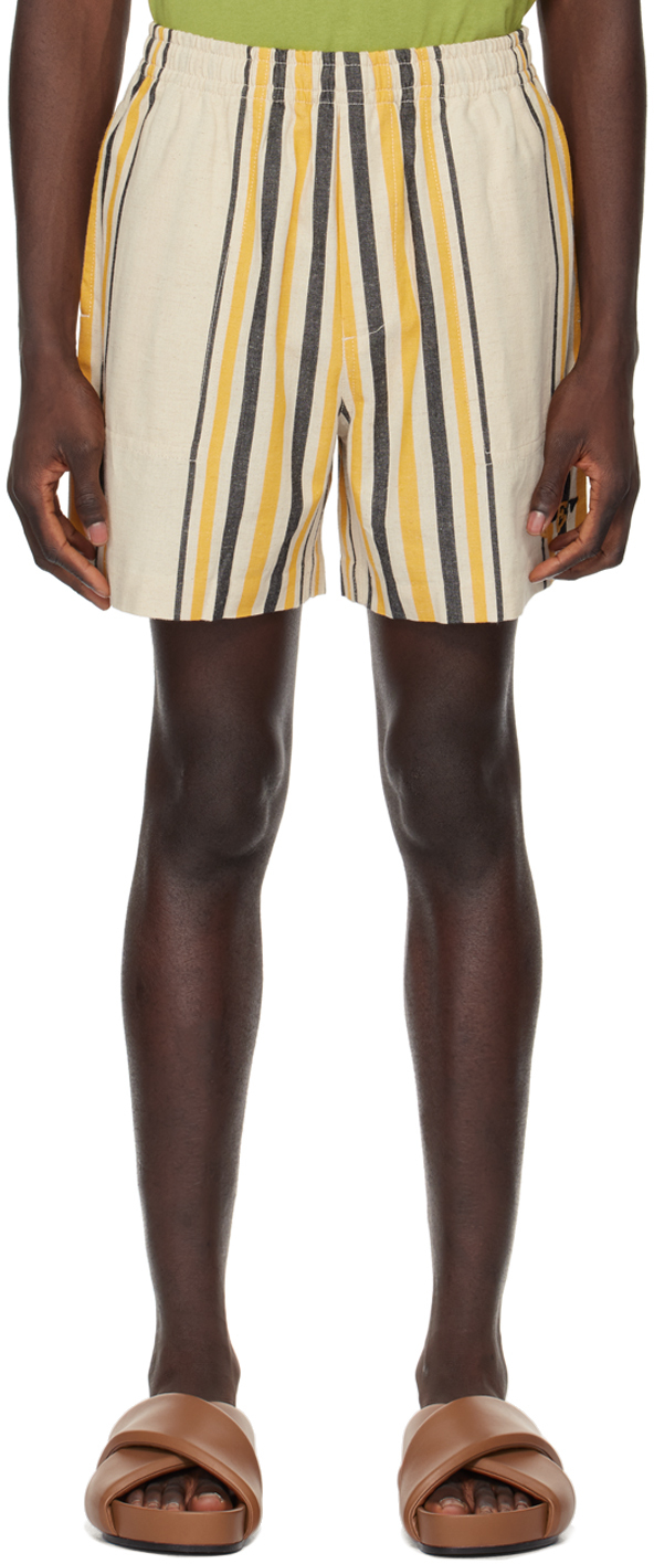 Beige & Orange Namesake Stripe Shorts