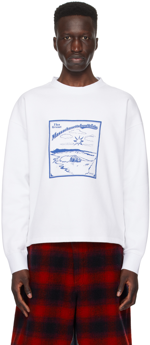 【関税込み】Bode ホワイト Ironworks スウェットシャツ Bode: White Ironworks Sweatshirt | SSENSE