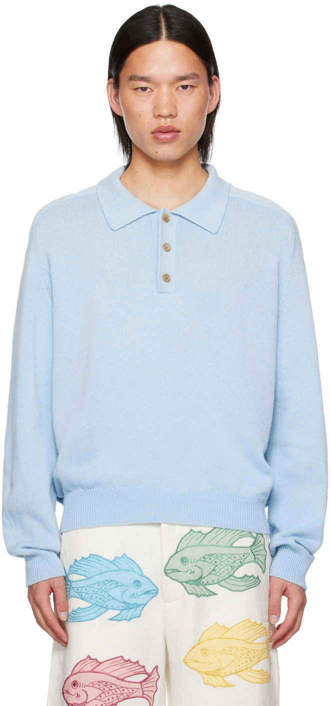 Blue Three-Button Polo