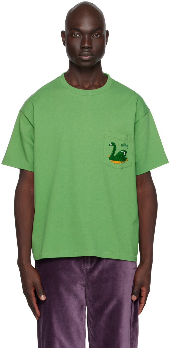 Bode Swan Cotton Jersey T-shirt In Green